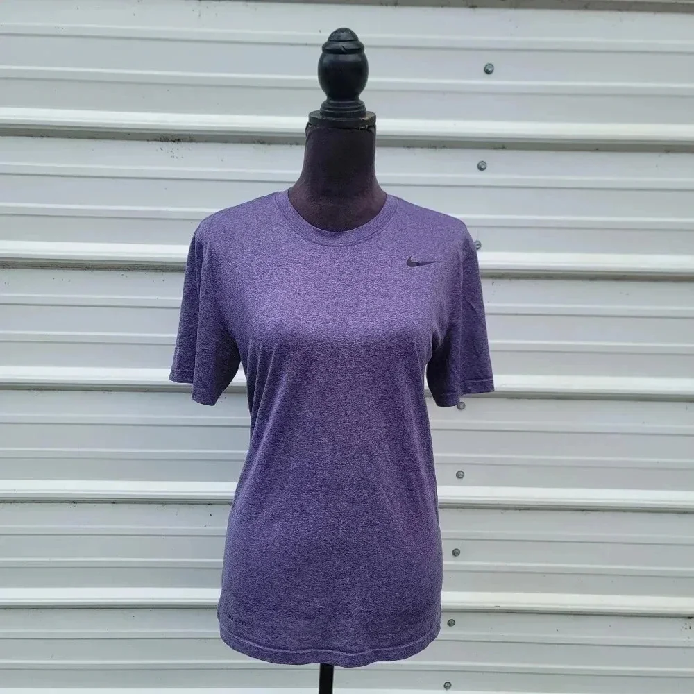 Nike Shirt Womens Purple DriFit Swoosh Logo Casual Running Active Sports Sz M